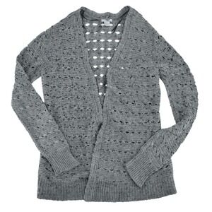 H&M Wool Mohair Blend Cardigan Sweater Womens M Grey Open Front Knit Draped